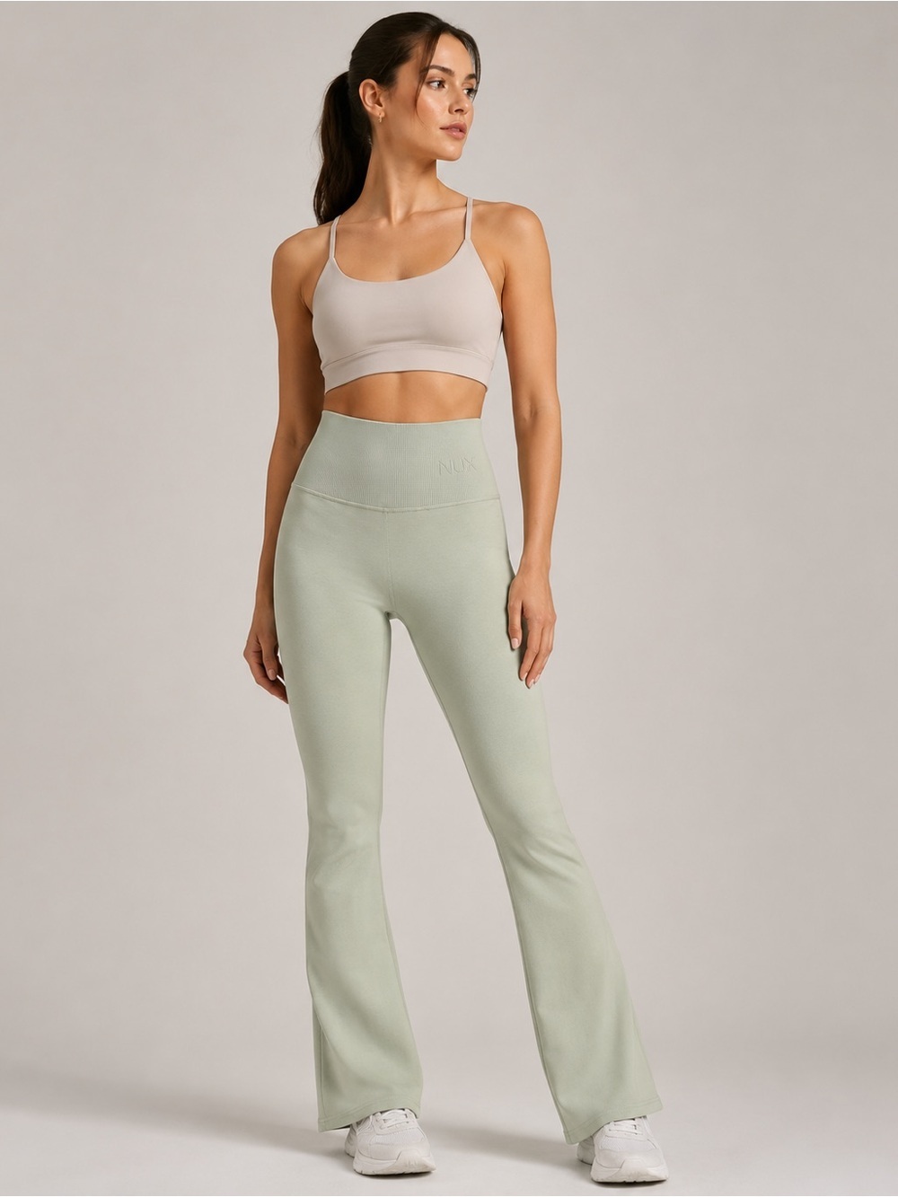 NUX Seamless High Waisted Flare Leggings Light Green